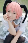 animal_ears apron bunny_ears cleavage cosplay dress kishigami_hana original pink_hair thighhighs rating:Safe score:0 user:nil!