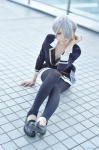 black_legwear cosplay dress kanegami_torao leggings maki_(ii) no-rin silver_hair rating:Safe score:0 user:nil!