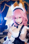 alternative_&_maid_concept animal_ears apron cleavage cosplay detached_sleeves dress ely fate/grand_order fate/series fox_ears hairband maid maid_uniform pink_hair tamamo_no_mae rating:Safe score:0 user:nil!