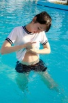 gym_uniform koike_rina ponytail pool shirt_lift shorts tshirt wet ys_web_482 rating:Safe score:2 user:nil!