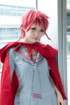 cape cosplay pleated_skirt red_hair ruiko saki_kano school_uniform skirt zone-00 rating:Safe score:0 user:pixymisa