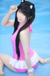 animal_ears barefoot cat_ears cosplay k-on! mashiro_yuki nakano_azusa one-piece_swimsuit pool swimsuit twintails wet rating:Safe score:6 user:nil!