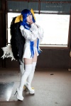 blue_hair boots cosplay dizzy guilty_gear hairbows hitori_gokko monokini one-piece_swimsuit saku swimsuit tail thighhighs wings rating:Safe score:0 user:nil!
