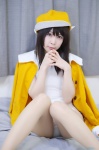 bakemonogatari bed cosplay hat jacket mashiro_ayaki pantyhose school_swimsuit sengoku_nadeko sheer_legwear swimsuit rating:Safe score:0 user:nil!