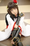 cosplay gauntlets guge_maku_2ex horns inu_boku_secret_service kimono pantyhose pleated_skirt scarf shirakiin_ririchiyo skirt thighhighs rating:Safe score:0 user:nil!