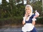 apron blonde_hair cosplay fate/series fate/stay_night kasumi_siro maid maid_uniform saber wristband rating:Safe score:1 user:pixymisa