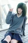 blouse cosplay glasses green_hair hina hori-san_to_miyamura-kun kneesocks kouno_sakura pleated_skirt school_uniform skirt sweater rating:Safe score:2 user:nil!