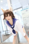 animal_ears blouse cat_ears cosplay miyafuji_yoshika pantyhose scarf sheer_legwear strike_witches swimsuit yuki_ringo rating:Safe score:1 user:pixymisa