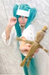 aqua_hair cosplay hatsune_miku headband nail noroi_no_susume_(vocaloid) pink_eyes robe twintails uu vocaloid voodoo_doll rating:Safe score:0 user:pixymisa