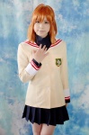 ahoge blazer blouse clannad cosplay furukawa_nagisa hair_clips katou_mari miniskirt pleated_skirt red_hair school_uniform skirt rating:Safe score:0 user:nil!