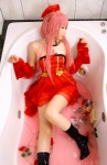 another_blood bathroom bathtub beret boots choker cosplay demonbane detached_sleeves dress higurashi_rin pink_hair rinrin_ga_ippa_korekushon_2 twintails wet rating:Safe score:0 user:nil!