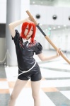 asuka blouse cosplay houseki_no_kuni jumper katana pantyhose red_hair sheer_legwear sword tagme_character tie rating:Safe score:1 user:nil!