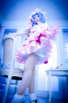 blue_hair cosplay dress dress_lift hat maropapi remilia_scarlet socks touhou touhou_ningyou_fuminori_shirizu_2 wings rating:Safe score:0 user:nil!