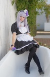 apron asakura_irori cosplay dress hairband maid maid_uniform original silver_hair thighhighs zettai_ryouiki rating:Safe score:3 user:DarkSSA