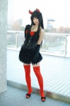 corset cosplay elbow_gloves gloves horns makise_anji miniskirt original skirt thighhighs zettai_ryouiki rating:Safe score:5 user:nil!
