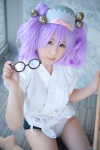 bells broom cosplay glasses hairband haori hyakka_ryouran_samurai_girls kiichigo_taruto naoe_kanetsugu_(samurai_girls) pantyhose purple_hair red_eyes sheer_legwear swim_trunk twintails rating:Safe score:0 user:pixymisa