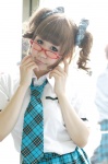 blouse cosplay glasses hair_ribbons idolmaster mizuhashi_uri pleated_skirt school_uniform skirt takatsuki_yayoi tie twintails rating:Safe score:0 user:nil!