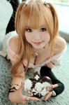 amane_misa blonde_hair cleavage cosplay death_note kipi necklace twintails rating:Safe score:7 user:Ale