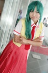 blouse cosplay green_hair higurashi_no_naku_koro_ni ibara miniskirt pleated_skirt school_uniform skirt sonozaki_mion tie vest rating:Safe score:0 user:nil!