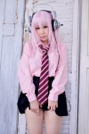 blouse cosplay headphones mizuhashi_uri nitro_super_sonic pink_hair pleated_skirt skirt super_soniko tie rating:Safe score:0 user:pixymisa