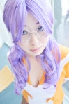 cleavage cosplay glasses macross macross_frontier matsuura_nanase pleated_skirt purple_hair school_uniform shiori skirt rating:Safe score:1 user:nil!
