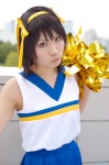 cheerleader cosplay hairband hair_ribbons ibara miniskirt pleated_skirt pom_poms skirt suzumiya_haruhi suzumiya_haruhi_no_yuuutsu tank_top rating:Safe score:0 user:nil!