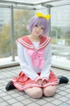 aka_(morimori) cosplay hairband hiiragi_tsukasa kneesocks lucky_star pleated_skirt purple_hair sailor_uniform school_uniform skirt rating:Safe score:2 user:nil!