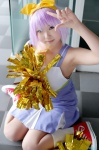 cheerleader cosplay dress hairbow hiiragi_tsukasa kneesocks lucky_star natsume_megumi pom_poms purple_hair rating:Safe score:1 user:nil!