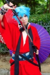 blue_hair cosplay crossplay headphones katana kimono minorua pop'n_music roku scarf sword umbrella rating:Safe score:0 user:nil!