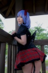 blouse blue_hair bonnet bow cosplay croptop lenfried miniskirt remilia_scarlet skirt tail_plug touhou wings rating:Questionable score:0 user:nil!