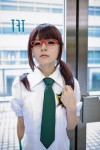 blouse cosplay glasses hairband maitako makinami_mari_illustrious neon_genesis_evangelion rebuild_of_evangelion school_uniform tie twintails rating:Safe score:1 user:pixymisa