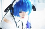 apron blouse blue_hair cosplay eyepatch gloves hairband hair_ribbons handcuffs ikkitousen iori maid maid_uniform ryomou_shimei rating:Safe score:0 user:nil!