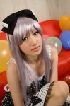 balloons cosplay couch dress hairbow original pantyhose ribbon saya silver_hair rating:Safe score:0 user:nil!