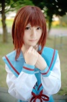 asahina_mikuru cosplay hina pleated_skirt red_hair sailor_uniform school_uniform skirt suzumiya_haruhi_no_yuuutsu rating:Safe score:0 user:nil!