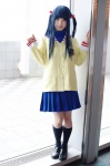 ahoge blazer blouse blue_hair clannad cosplay fujibayashi_kyou kneesocks pleated_skirt richi sailor_uniform school_uniform skirt twintails rating:Safe score:0 user:pixymisa