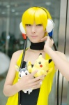 blonde_hair choker cosplay dress headphones inumachi_yuzu kamitsure_(pokemon) pokemon stuffed_animal rating:Safe score:1 user:nil!