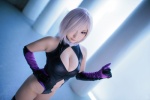 bodysuit castle_of_glass cleavage cosplay elbow_gloves fate/grand_order fate/series gloves mash_kyrielight pink_hair saku thighhighs rating:Safe score:0 user:nil!