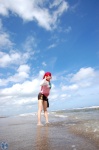 beach blouse cosplay glasses guge_maku_2ex ocean red_hair skirt skirt_lift tengen_toppa_gurren-lagann tie wet yoko_ritona rating:Safe score:0 user:nil!