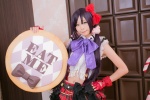 akilive!! cosplay fingerless_gloves hairbow itsuki_akira love_live!_school_idol_project pleated_skirt purple_hair skirt sleeveless_blouse suspenders toujou_nozomi twintails rating:Safe score:0 user:nil!