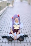 cosplay natsume_megumi pantyhose pleated_skirt primula purple_hair sailor_uniform school_uniform shuffle! skirt thighhighs twin_braids vest zettai_ryouiki rating:Safe score:2 user:nil!