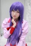 bakemonogatari blouse cosplay hiokichi pleated_skirt purple_eyes purple_hair school_uniform senjougahara_hitagi skirt tie rating:Safe score:0 user:pixymisa