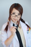 blouse cosplay glasses lab_coat original school_uniform sweater test_tube tie twin_braids yuuni rating:Safe score:0 user:nil!