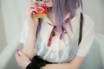 atsuki bathroom bathtub blouse bra cosplay dagashi_biyori dagashi_kashi hairband purple_hair see-through shidare_hotaru skirt suspenders wet rating:Safe score:1 user:nil!