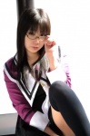 black_legwear chocoball cosplay dress glasses i"s school_uniform seifuku_joshi thighhighs tie yoshizuki_iori zettai_ryouiki rating:Safe score:1 user:nil!