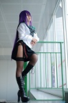 boots busujima_saeko cosplay garter_belt highschool_of_the_dead miniskirt panties purple_hair sailor_uniform school_uniform skirt soul thighhighs rating:Safe score:4 user:nil!
