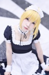 apron blonde_hair cosplay dress fate/series fate/stay_night hairband maid maid_uniform mitsuki_(iii) saber thighhighs rating:Safe score:0 user:nil!