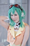 aqua_hair camisole cosplay goggles gumi headset kirin miniskirt skirt vest vocaloid rating:Safe score:0 user:nil!