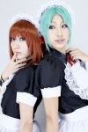 ayashiro_ema cosplay green_hair higurashi_no_naku_koro_ni maid orange_hair ryuuguu_rena sonozaki_mion yaya rating:Safe score:0 user:Log