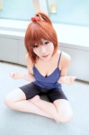 camisole cleavage cosplay kagune marui_futaba mitsudomoe ponytail red_hair shorts rating:Safe score:3 user:xkaras