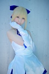 blonde_hair blue_eyes cosplay dress elbow_gloves fate/series fate/stay_night gloves hairbow rinami saber rating:Safe score:1 user:pixymisa